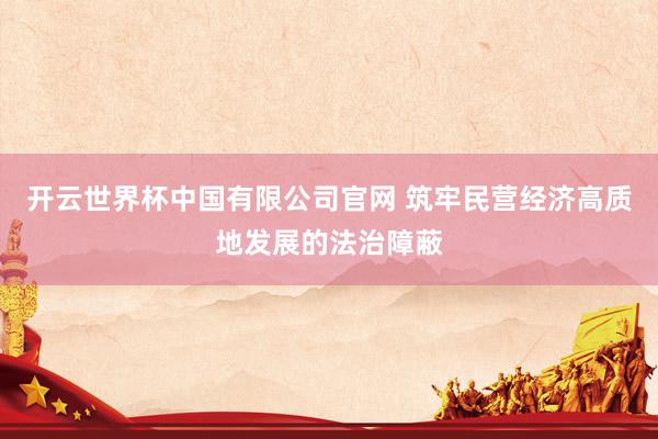 开云世界杯中国有限公司官网 筑牢民营经济高质地发展的法治障蔽
