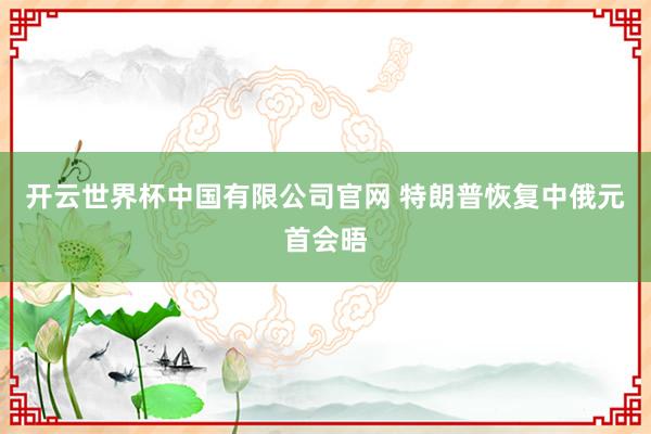 开云世界杯中国有限公司官网 特朗普恢复中俄元首会晤