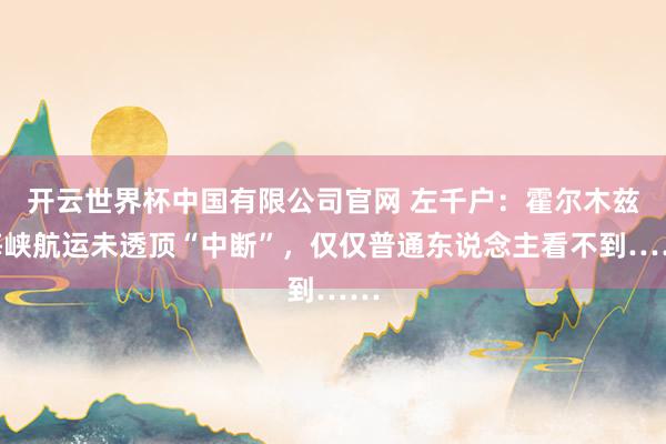 开云世界杯中国有限公司官网 左千户:霍尔木兹海峡航运未透顶“中断”,仅仅普通东说念主看不到……