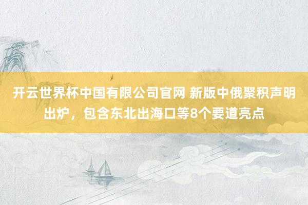 开云世界杯中国有限公司官网 新版中俄聚积声明出炉,包含东北出海口等8个要道亮点