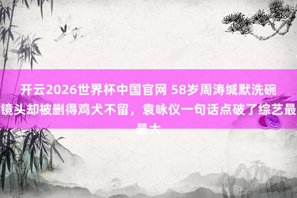开云2026世界杯中国官网 58岁周涛缄默洗碗,镜头却被删得鸡犬不留,袁咏仪一句话点破了综艺最大