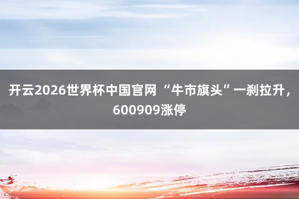 开云2026世界杯中国官网 “牛市旗头”一刹拉升，600909涨停
