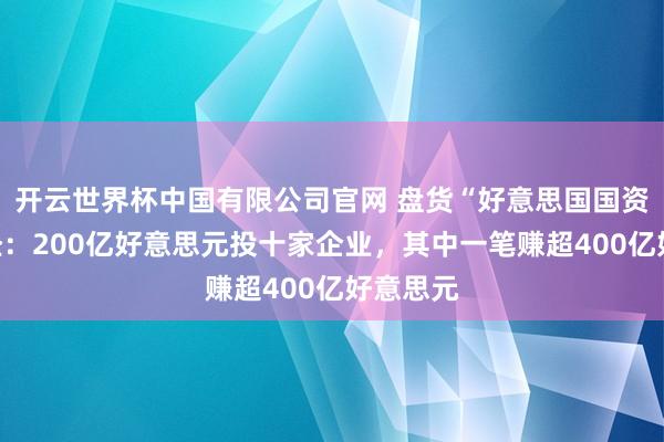开云世界杯中国有限公司官网 盘货“好意思国国资”营业经:200亿好意思元投十家企业,其中一笔赚超400亿好意思元