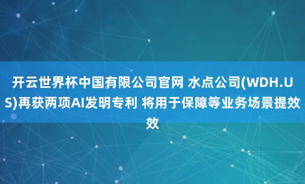 开云世界杯中国有限公司官网 水点公司(WDH.US)再获两项AI发明专利 将用于保障等业务场景提效