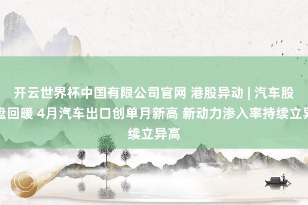开云世界杯中国有限公司官网 港股异动 | 汽车股早盘回暖 4月汽车出口创单月新高 新动力渗入率持续立异高