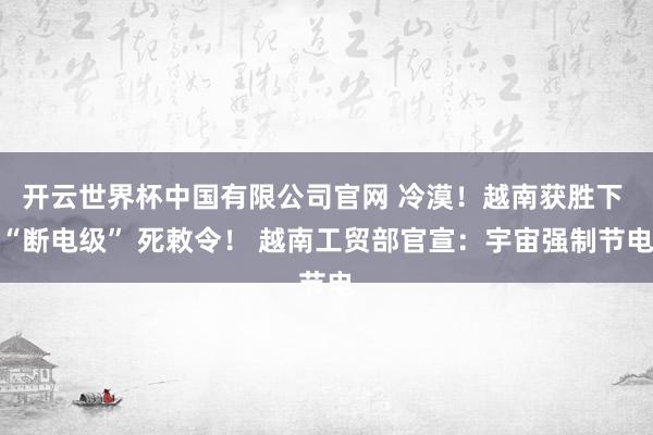 开云世界杯中国有限公司官网 冷漠！越南获胜下 “断电级” 死敕令！ 越南工贸部官宣：宇宙强制节电