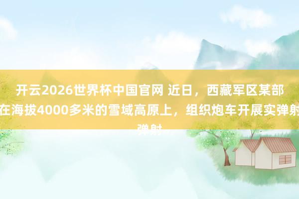 开云2026世界杯中国官网 近日,西藏军区某部在海拔4000多米的雪域高原上,组织炮车开展实弹射