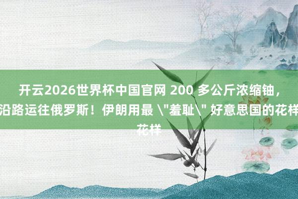 开云2026世界杯中国官网 200 多公斤浓缩铀,沿路运往俄罗斯!伊朗用最