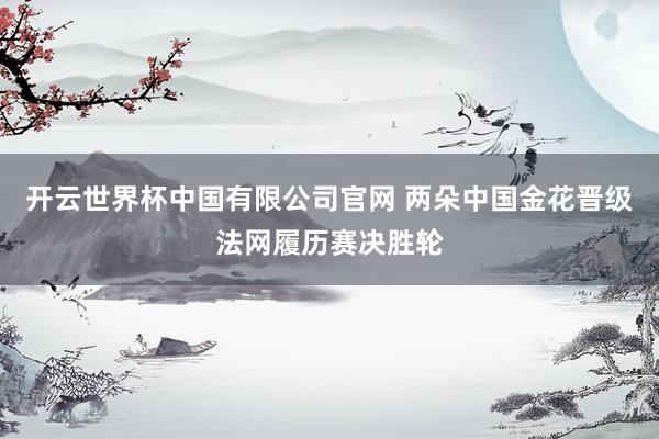 开云世界杯中国有限公司官网 两朵中国金花晋级法网履历赛决胜轮