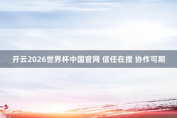 开云2026世界杯中国官网 信任在捏 协作可期