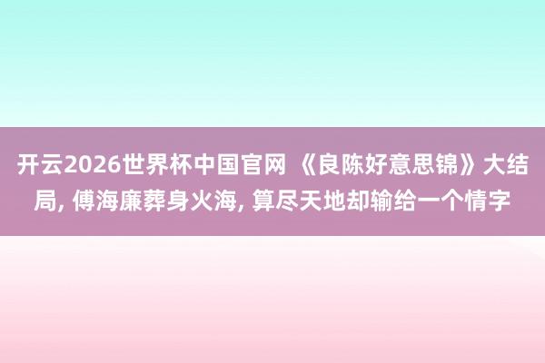 开云2026世界杯中国官网 《良陈好意思锦》大结局, 傅海廉葬身火海, 算尽天地却输给一个情字