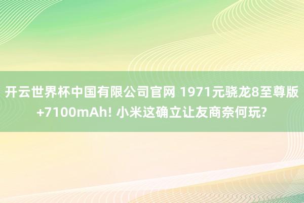 开云世界杯中国有限公司官网 1971元骁龙8至尊版+7100mAh! 小米这确立让友商奈何玩?