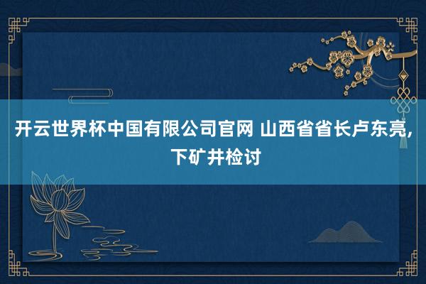 开云世界杯中国有限公司官网 山西省省长卢东亮， 下矿井检讨