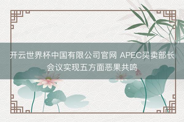 开云世界杯中国有限公司官网 APEC买卖部长会议实现五方面恶果共鸣