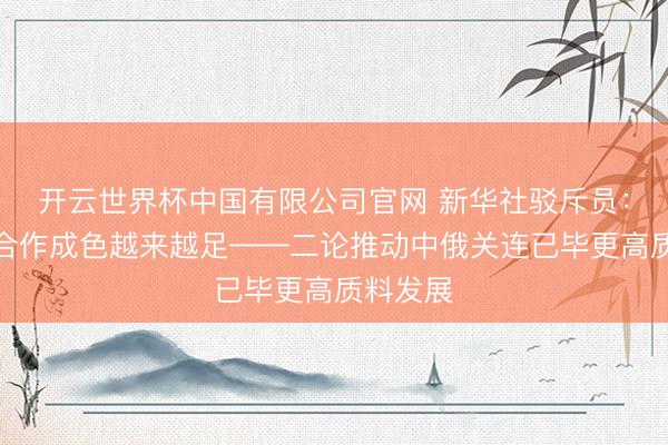 开云世界杯中国有限公司官网 新华社驳斥员:让互利合作成色越来越足——二论推动中俄关连已毕更高质料发展