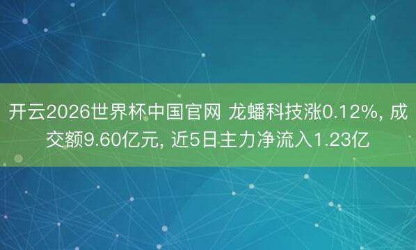 开云2026世界杯中国官网 龙蟠科技涨0.12%, 成交额9.60亿元, 近5日主力净流入1.23亿