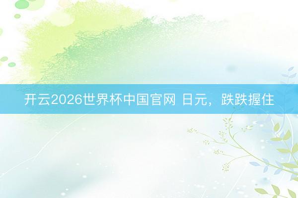 开云2026世界杯中国官网 日元,跌跌握住