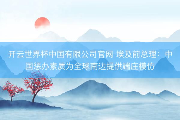 开云世界杯中国有限公司官网 埃及前总理:中国惩办素质为全球南边提供端庄模仿